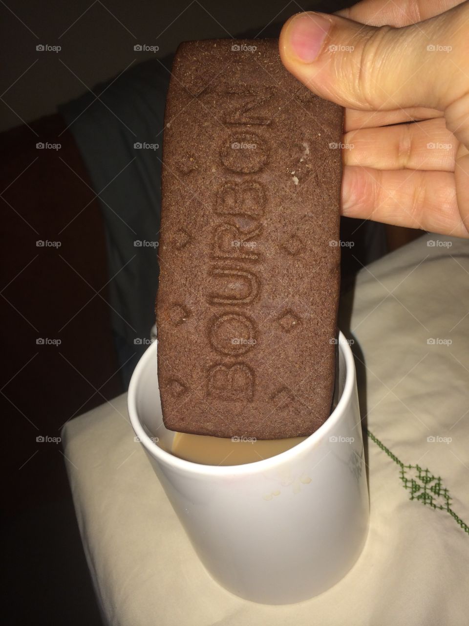 Outsize biscuit. Larger than normal Bourbon biscuit 