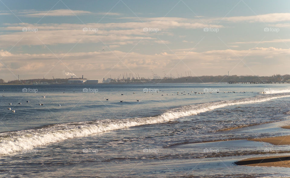 waves on  baltic sea coast