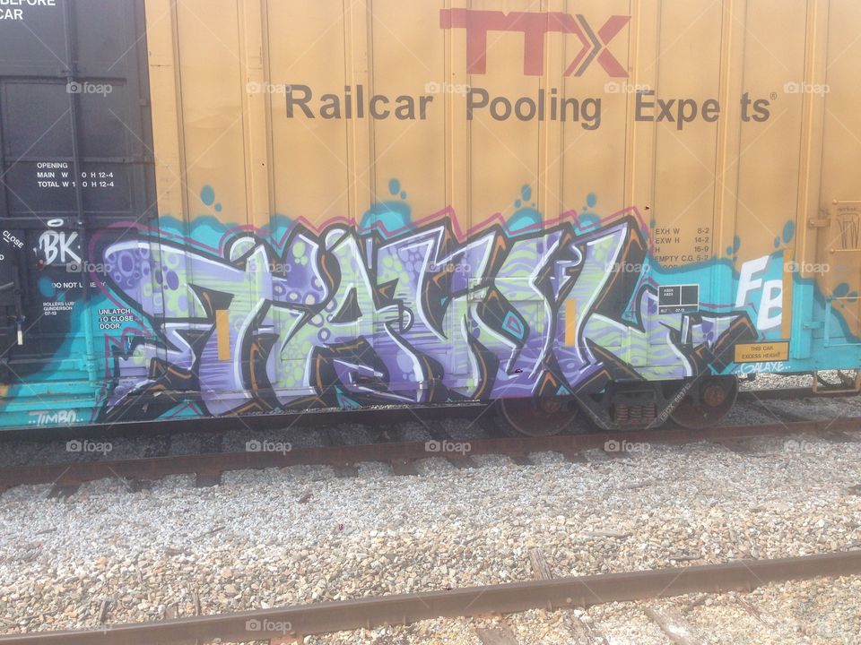 Street graffiti on a train