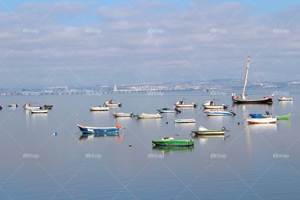 River, morning, boats 