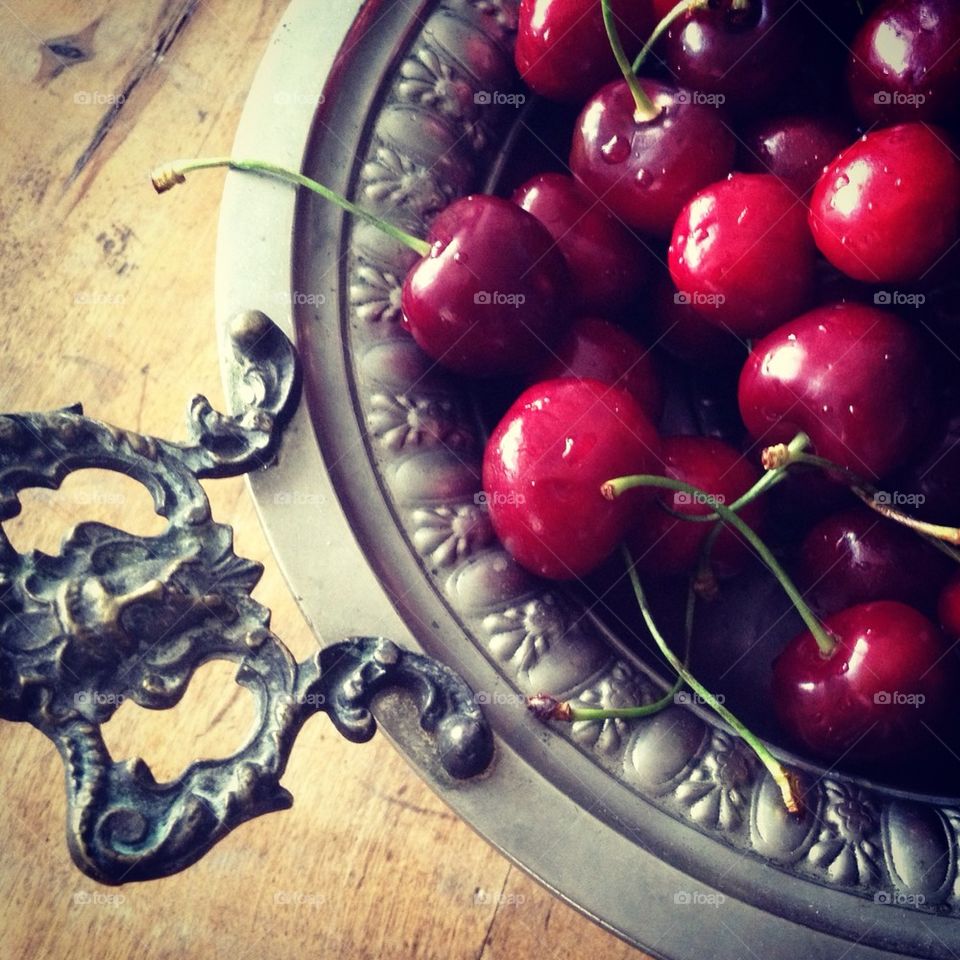 Tray of cherries