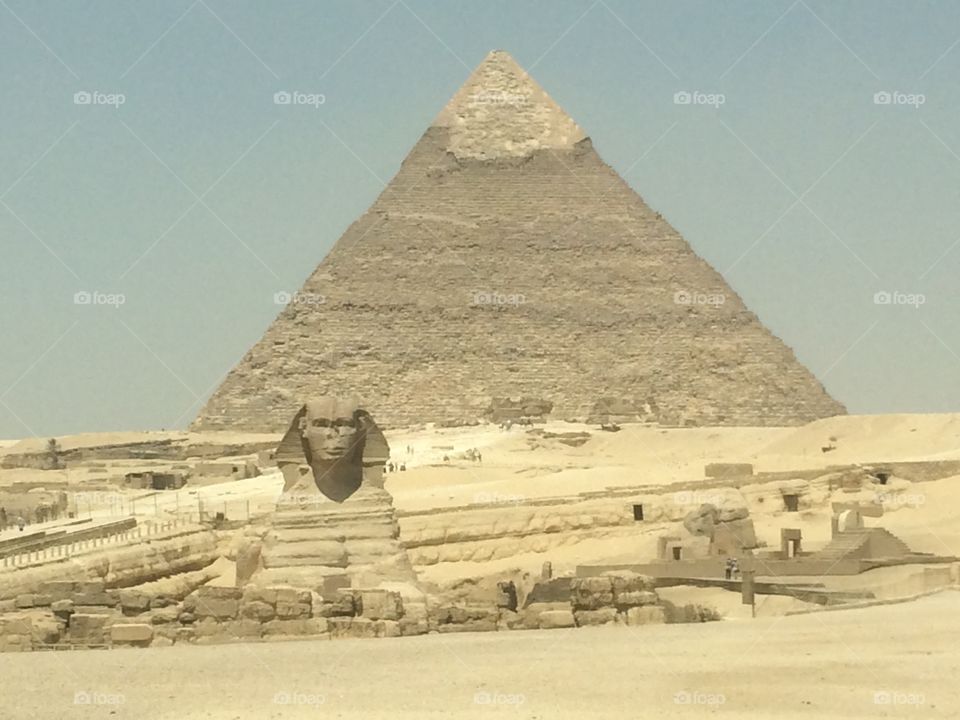 The Sphinx in front of the Pyramid of Khafre