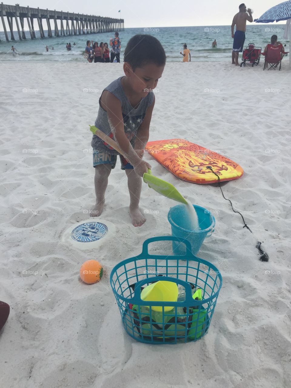 Boy having fun at the beach . Family vacation at the beach such a wonderful time 