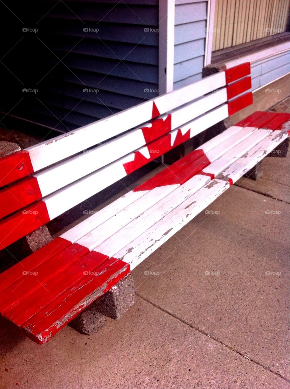 Canada flag on bench