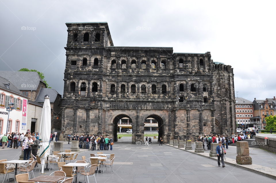 Porta Nigra (Black gate), a large Roman city gate in Trier, Germany