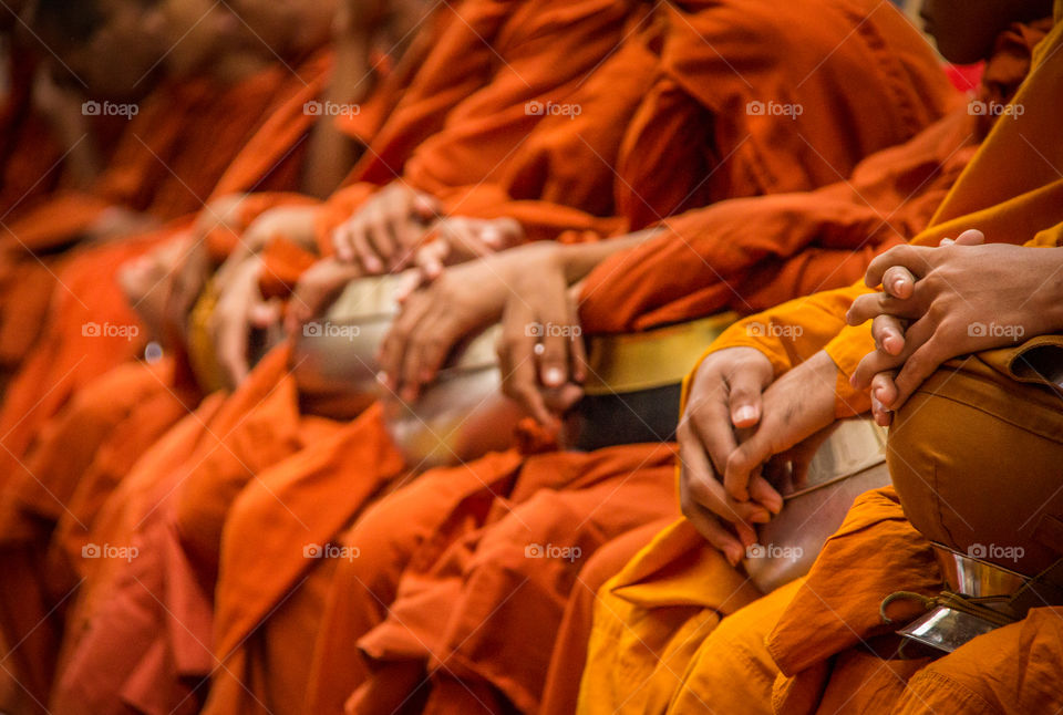 Monk collecting alms