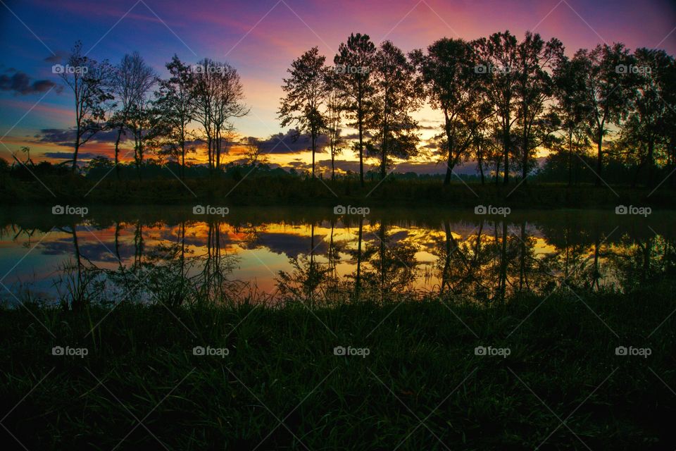 Lake, Reflection, Dawn, Landscape, Sunset
