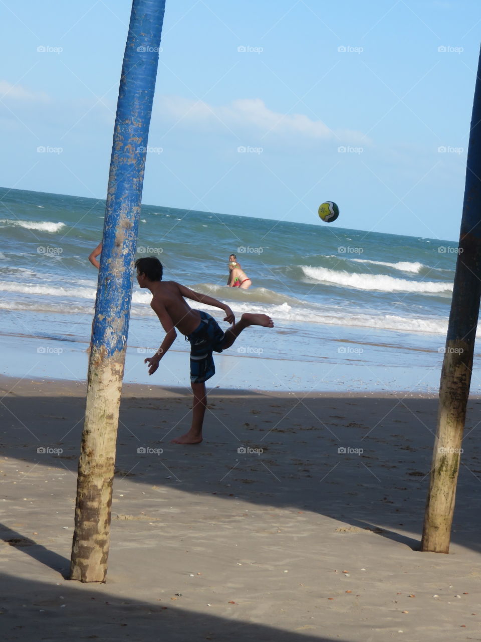 Playing ball on the beach