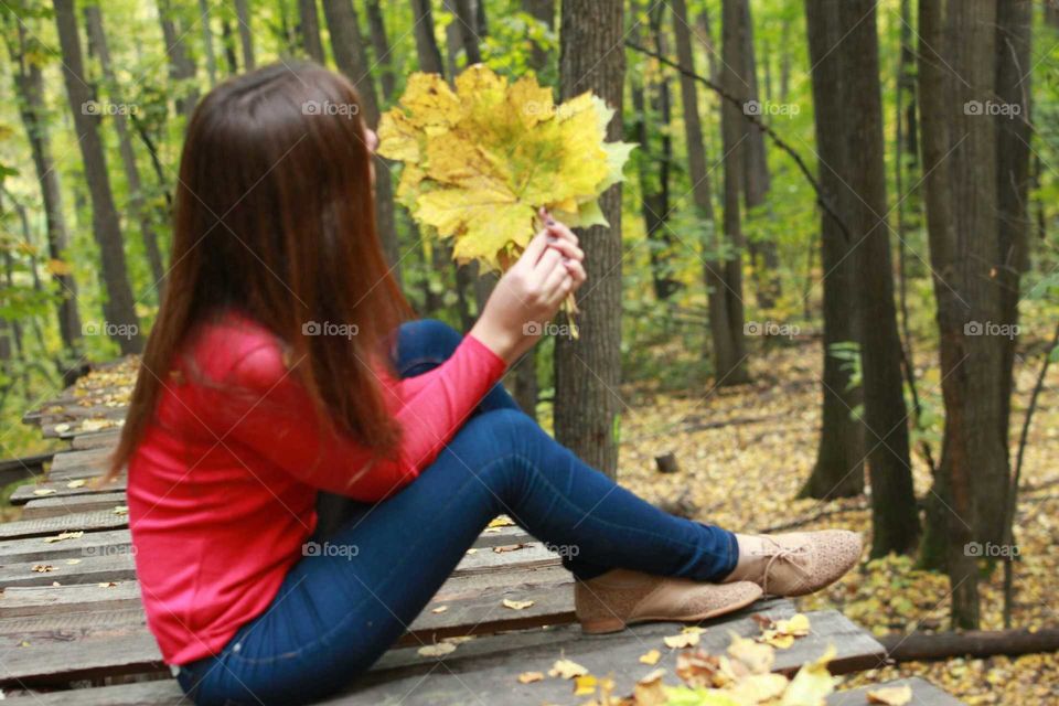 Nature, Fall, Girl, Wood, Park