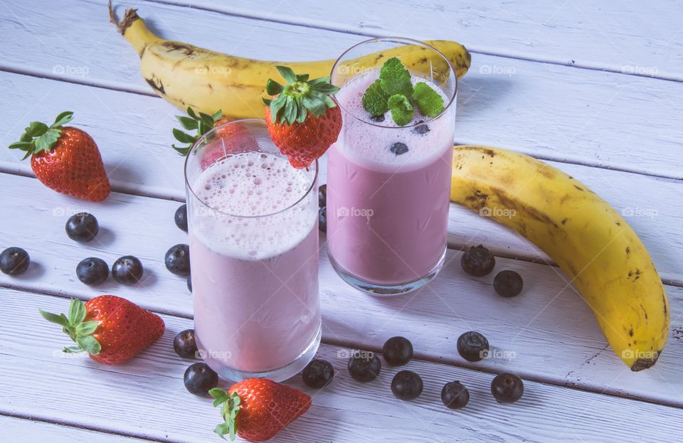 Berry and banana smoothies