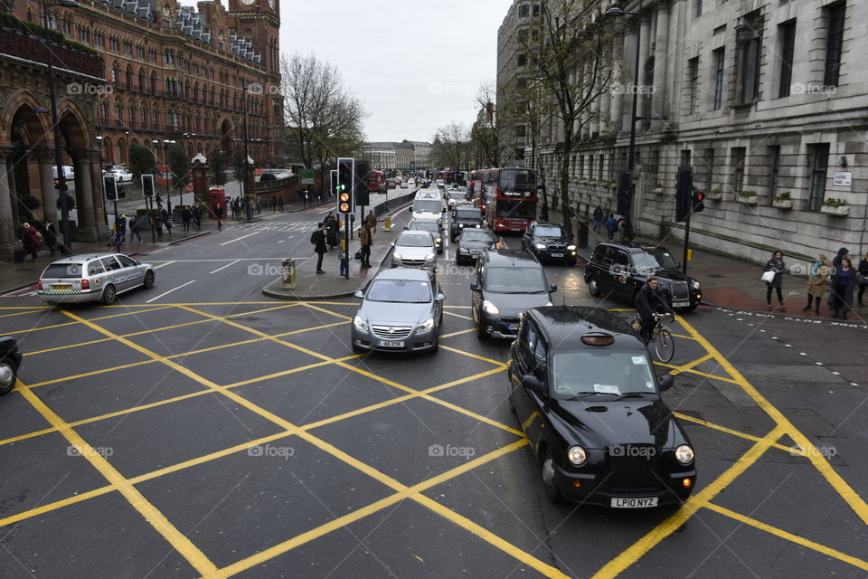 Busy traffic in central London.