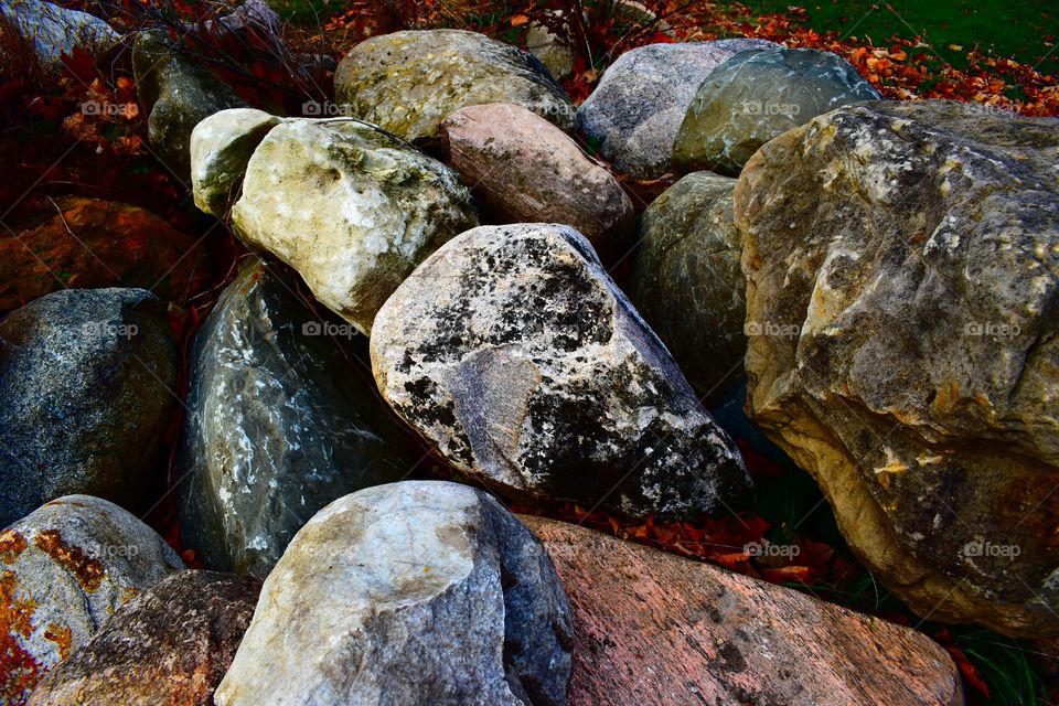 Colorful boulders in the winter sun