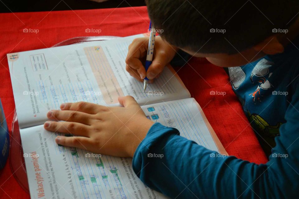 boy doing homework