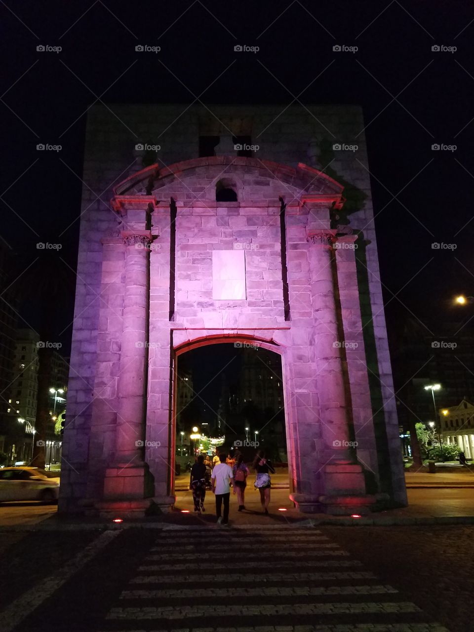 Old Citadel Gate at Night, Montevideo Uruguay