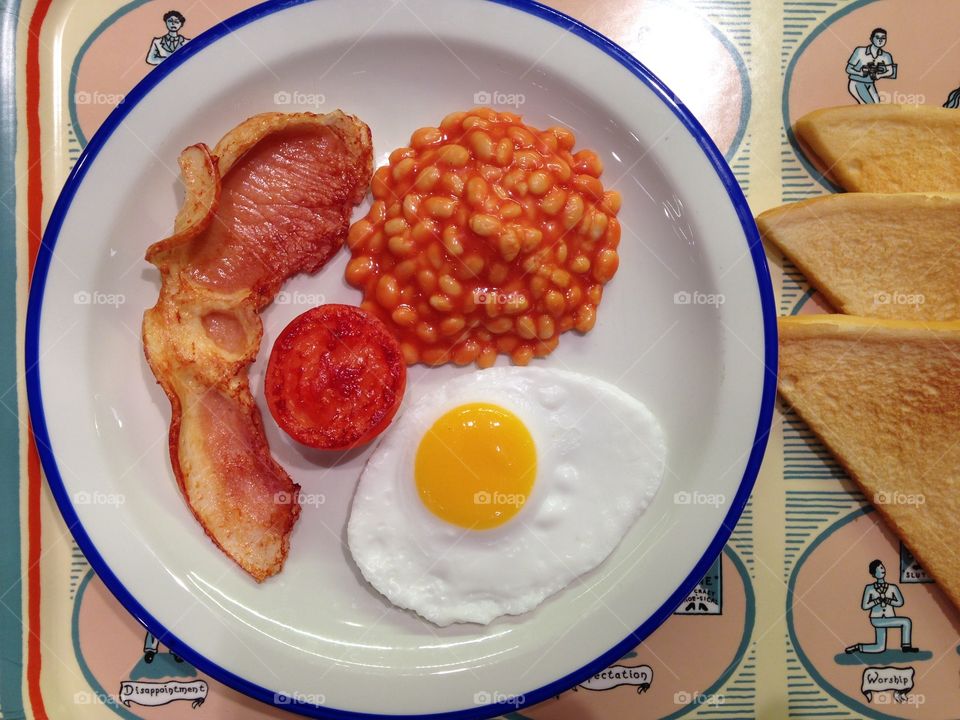 English breakfast souvenir. National Theatre in London is selling English breakfast souvenir on a tray 