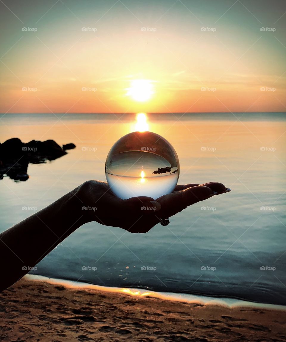 Lensball sunset