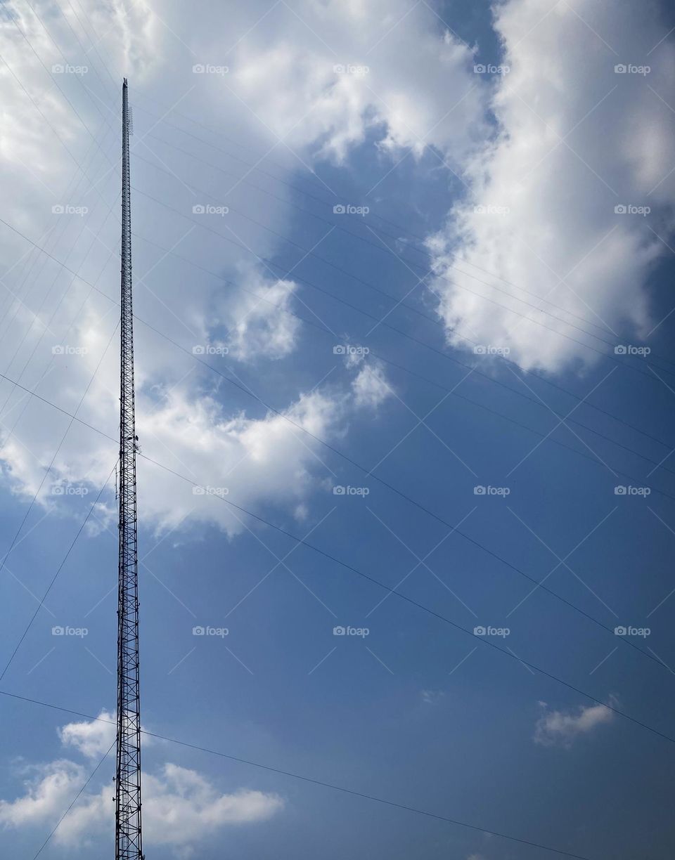 Sky, street, clouds, mast, serenity 
