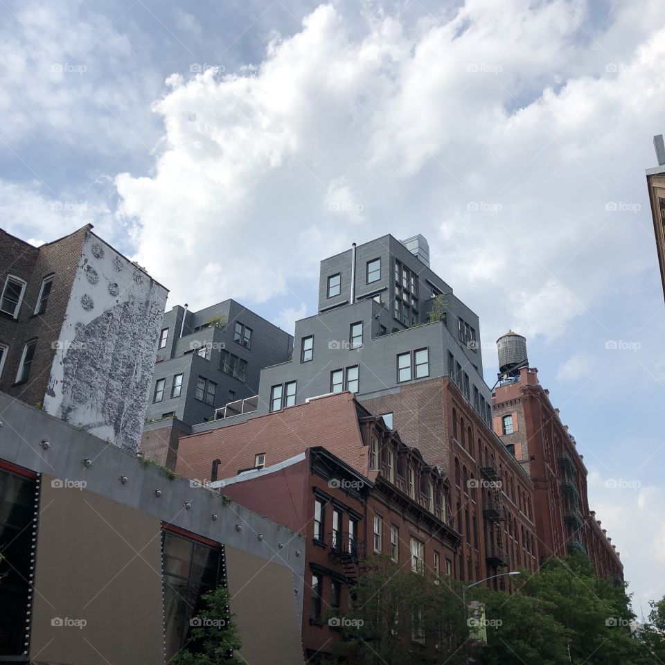 Picturesque Manhattan buildings with sky