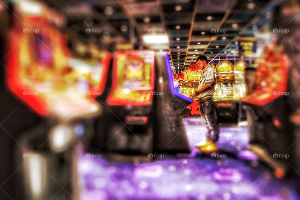 Arcade. amusement,amusements,arcade,gambling,neon,light,lights,interior,seaside,resort,slots,slot,machine,