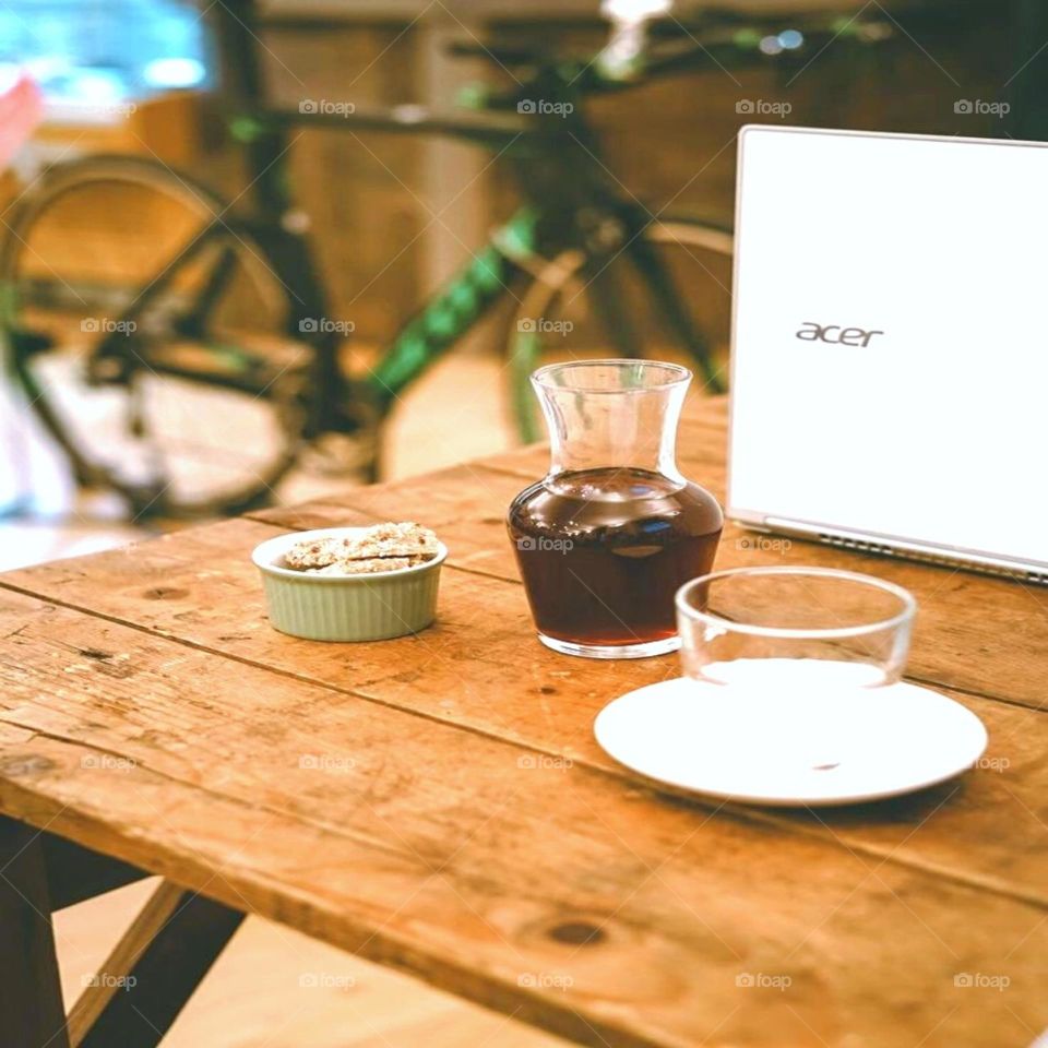 Cold brew and laptop