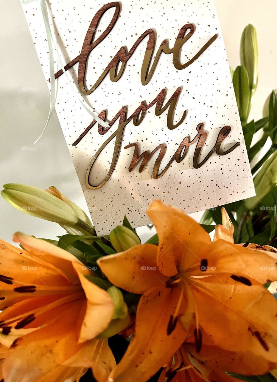 anniversary card and flowers