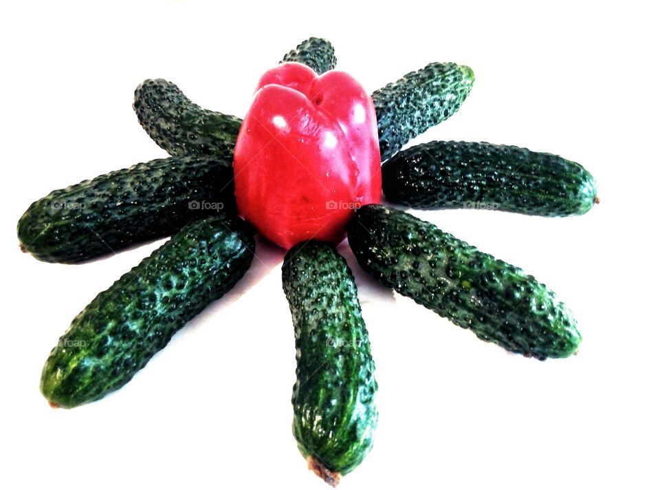 pepper with cucumber перец с огурцами
