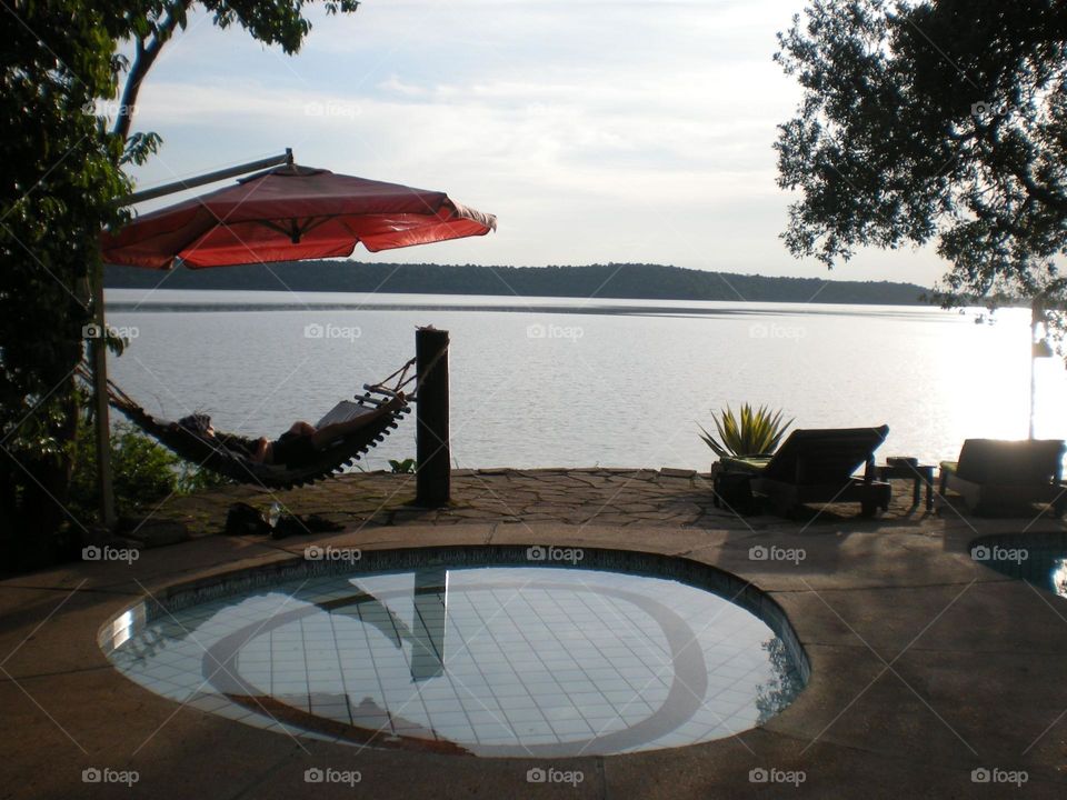 Relaxing by the pool with a view