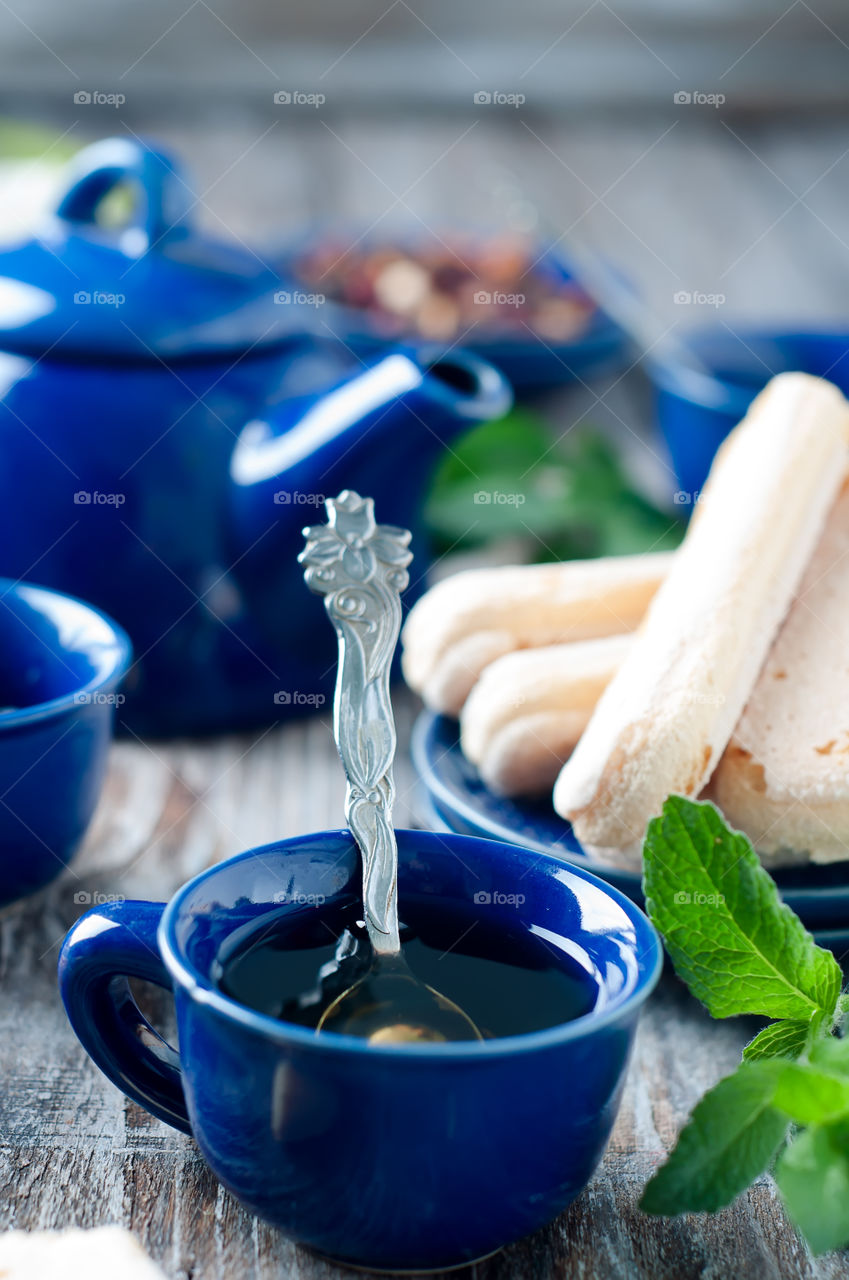 Close-up of tea with mint leaf