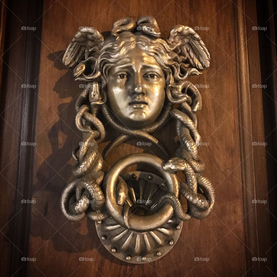 Amazing Medusa doorknocker in Rome, Italy