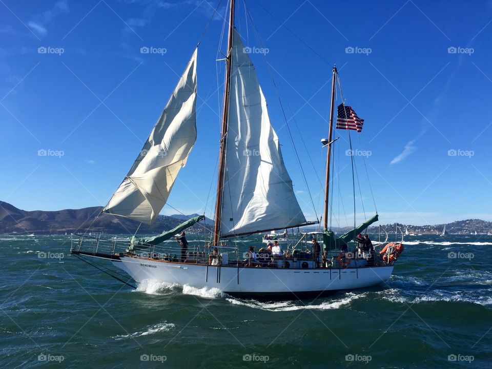 Schooner sailing on the San Francisco Bay.  