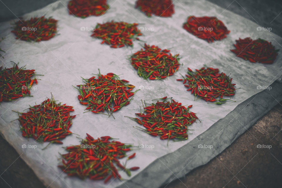 chillies at market