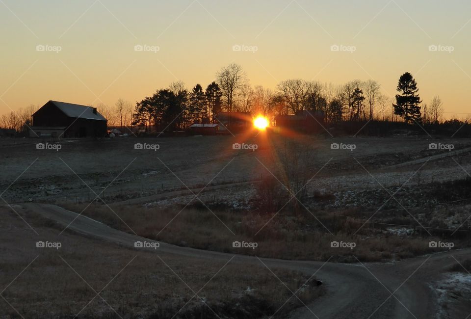 sunset in winter