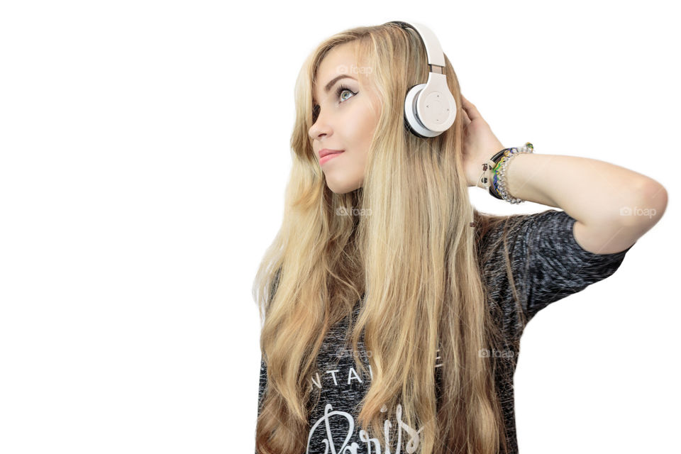 girl in headphones