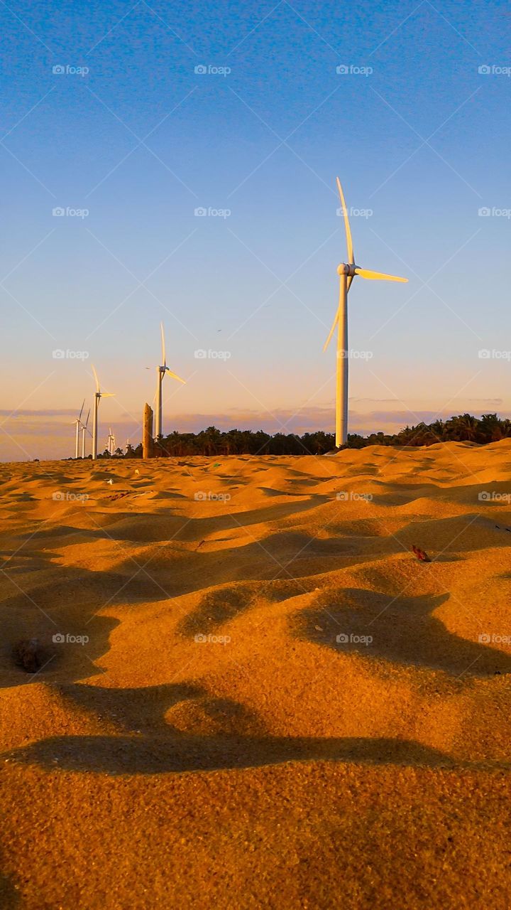 Wind Turbines in a beach in Sri Lanka