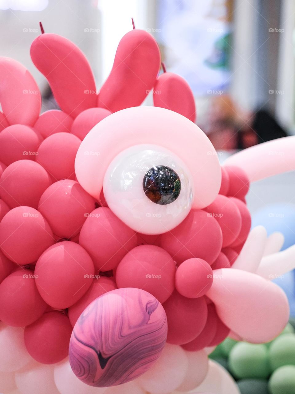 Close-up of pink balloons made into a fish