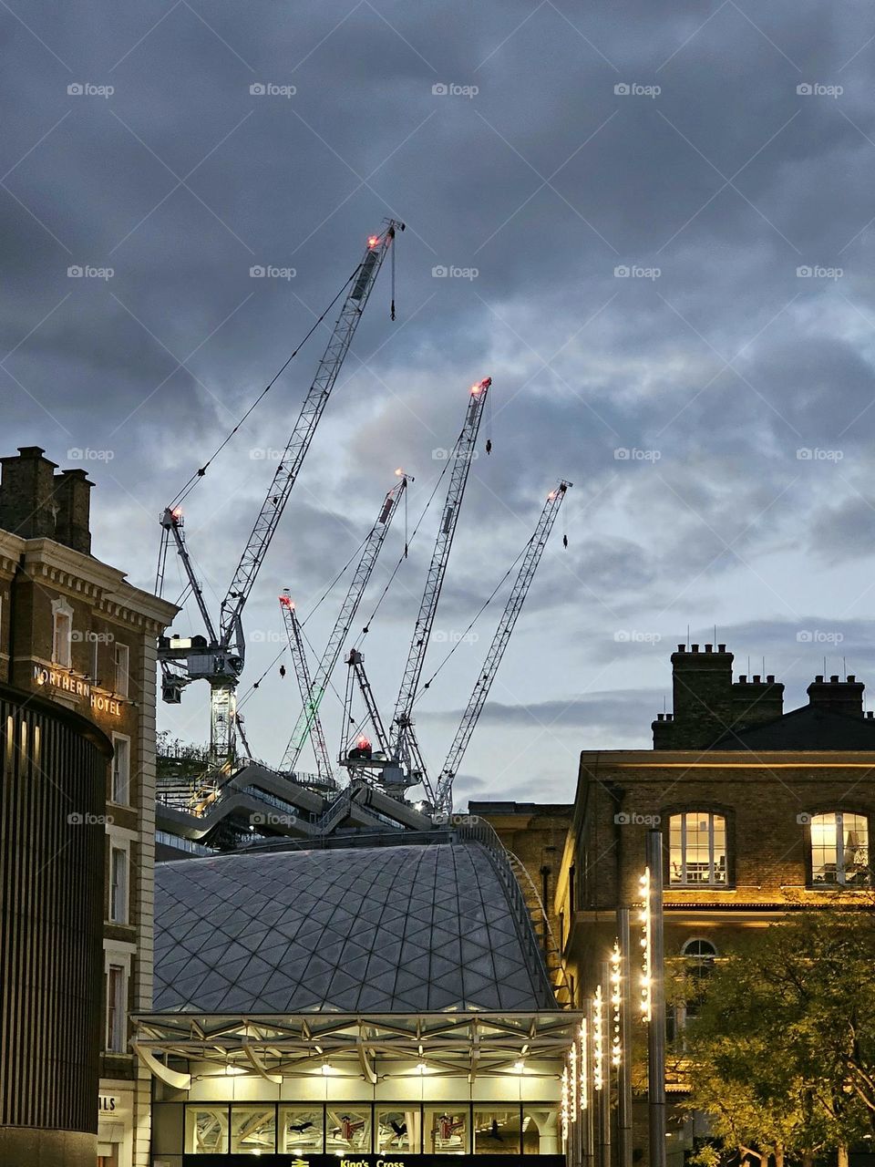 cranes behind King cross