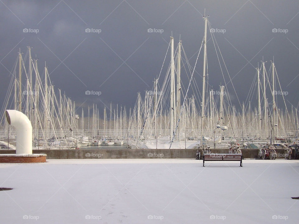 snow sky clouds boats by korazmd