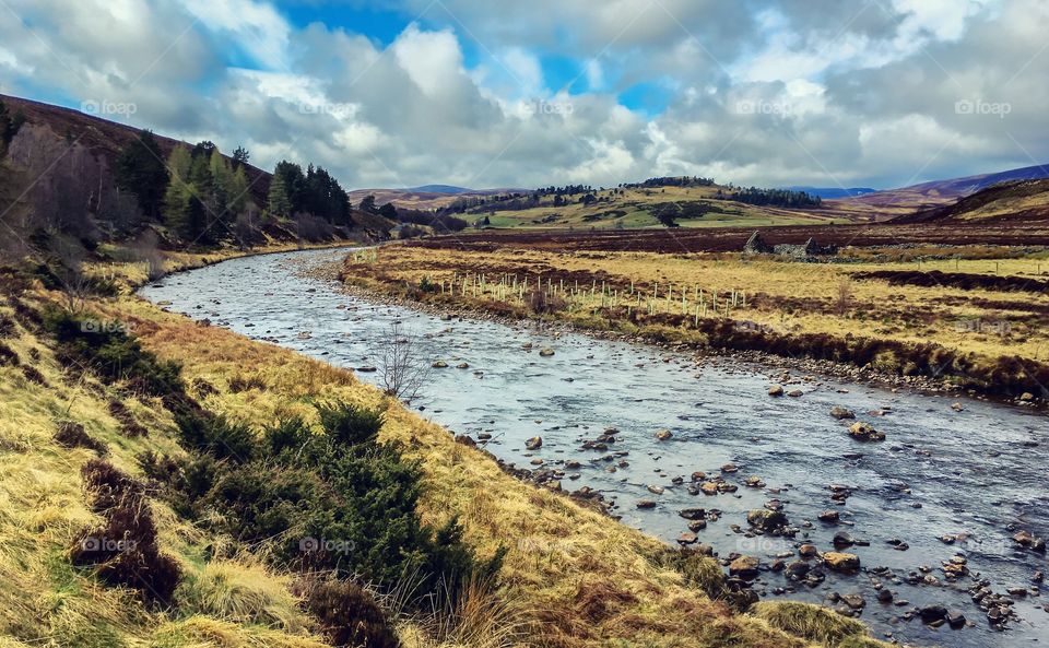 A river in the highlands of Scotland in spring.