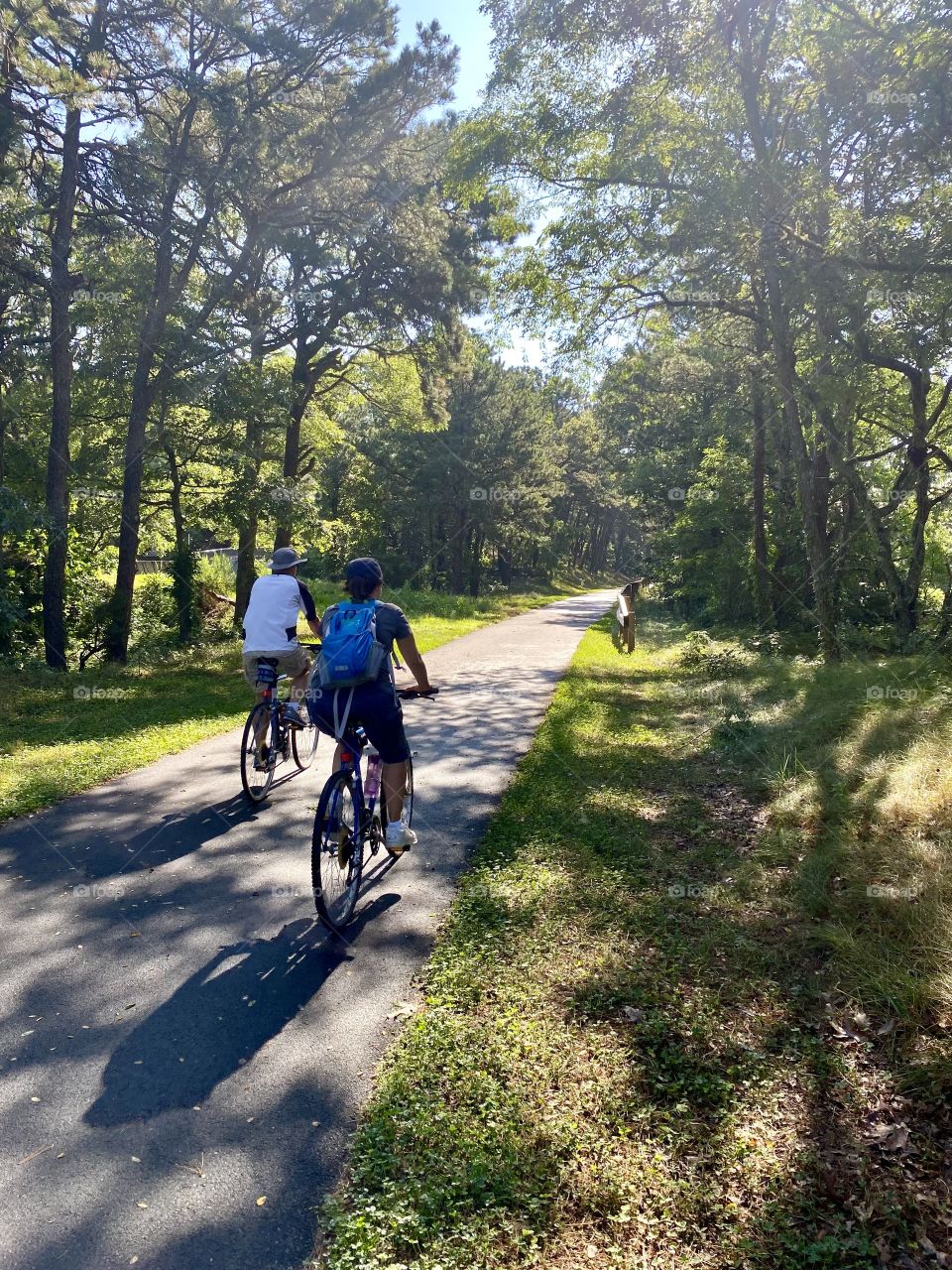 Cyclists on the Cape Cod rail trail. August 2021.