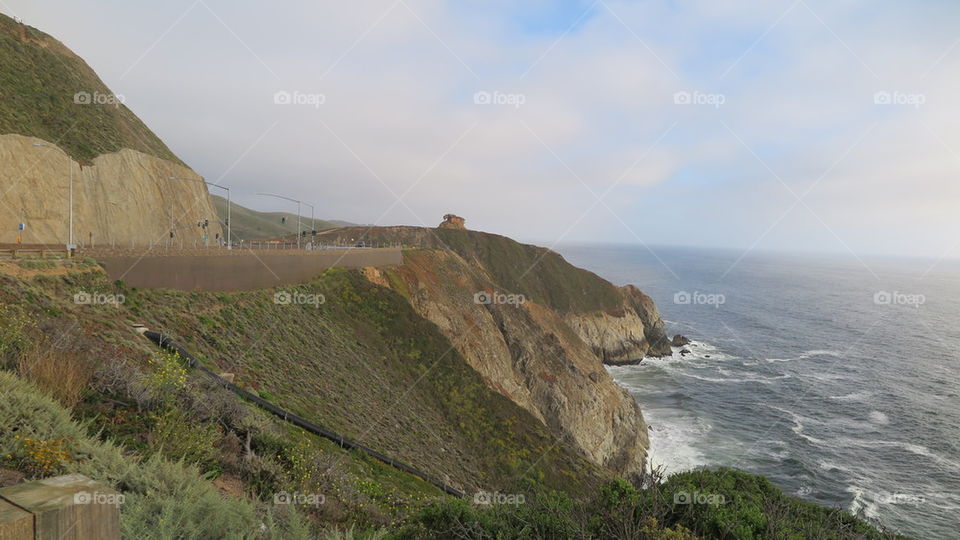 California Coast Lighthouse on cliff 