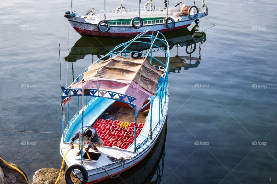 Local oil tanker  in Luxor city , Egypt