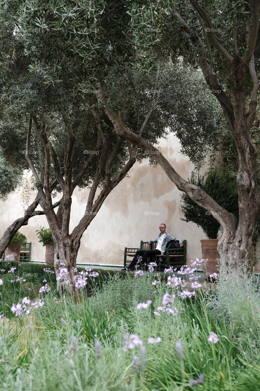 Man sitting in a garden 