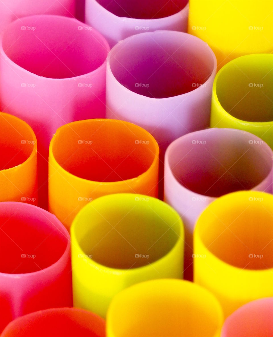 Close up:Bunch of Colorful Straws