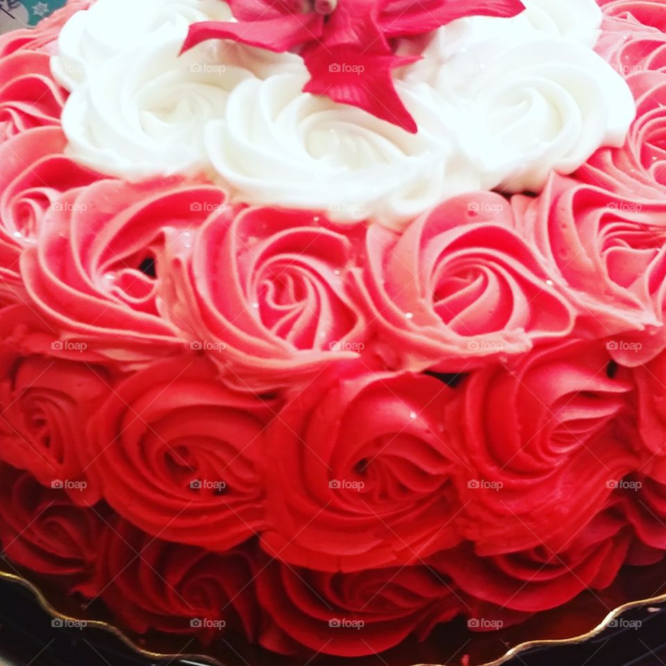 Rose frosting on cake