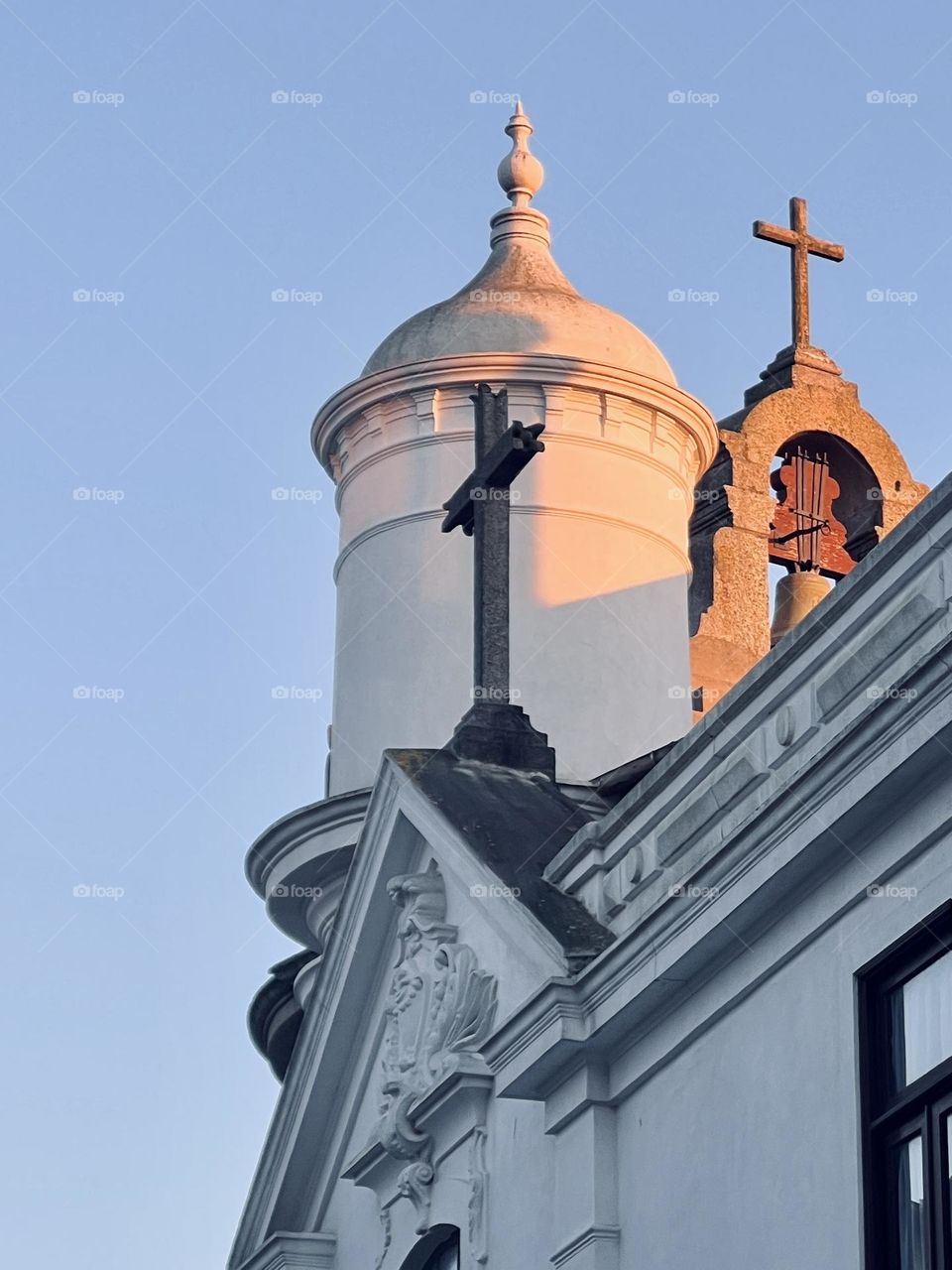Church roof in the sunset