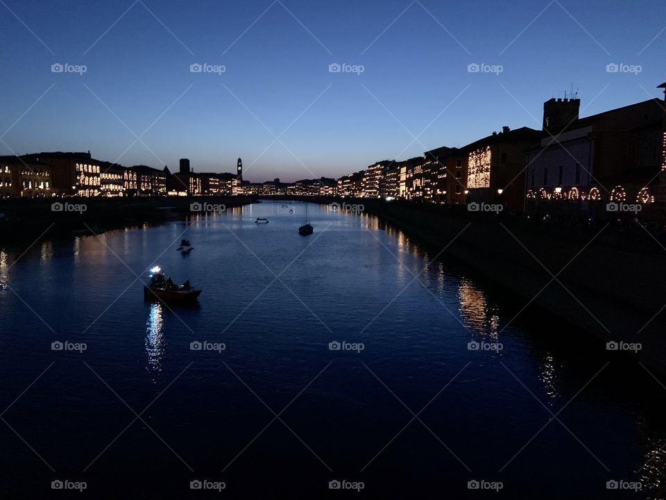 Magic night in Pisa city at lightness party