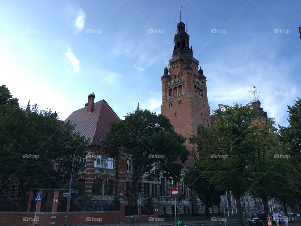 Szczecin in Poland in the evening