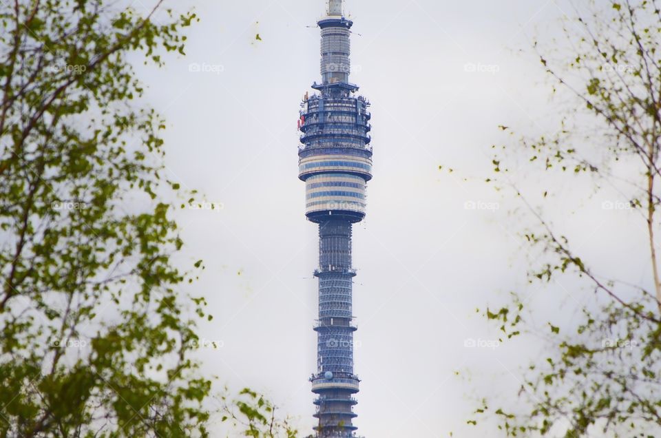 Subframing tv tower of moscow. Also known as ostankinos tower.