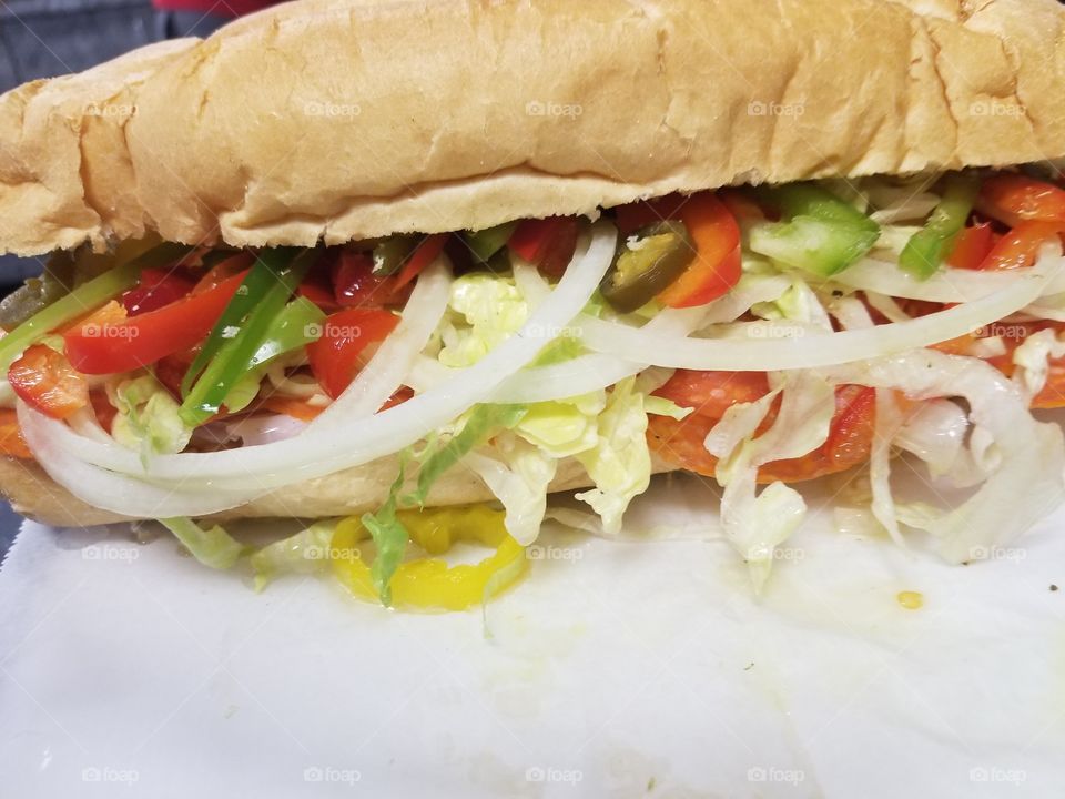 Domadi's Zesty Italian with added red, green, and jalapeno peppers. Yum!