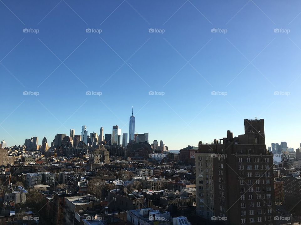 Sunny NYC skyline 
Jane Street, NY